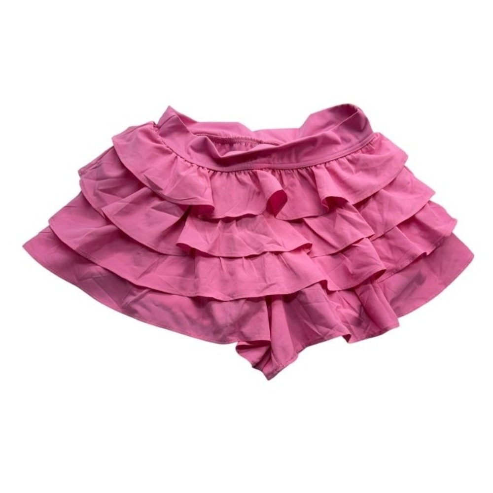 AS Revival Women's L Pink Tiered Ruffle Skort Built-In Shorts‎ NWT